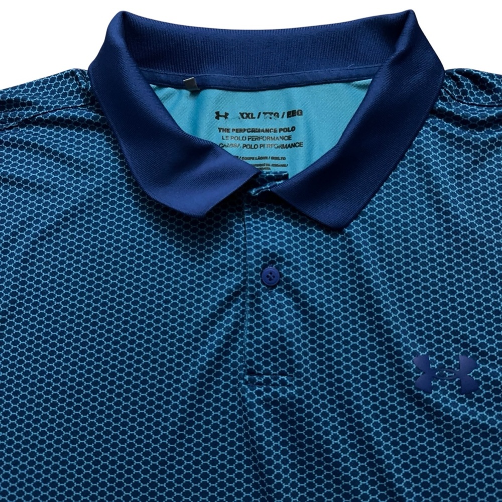 Under Armour Polo Shirt Mens 2XL Short Sleeve The Performance Geometric Green